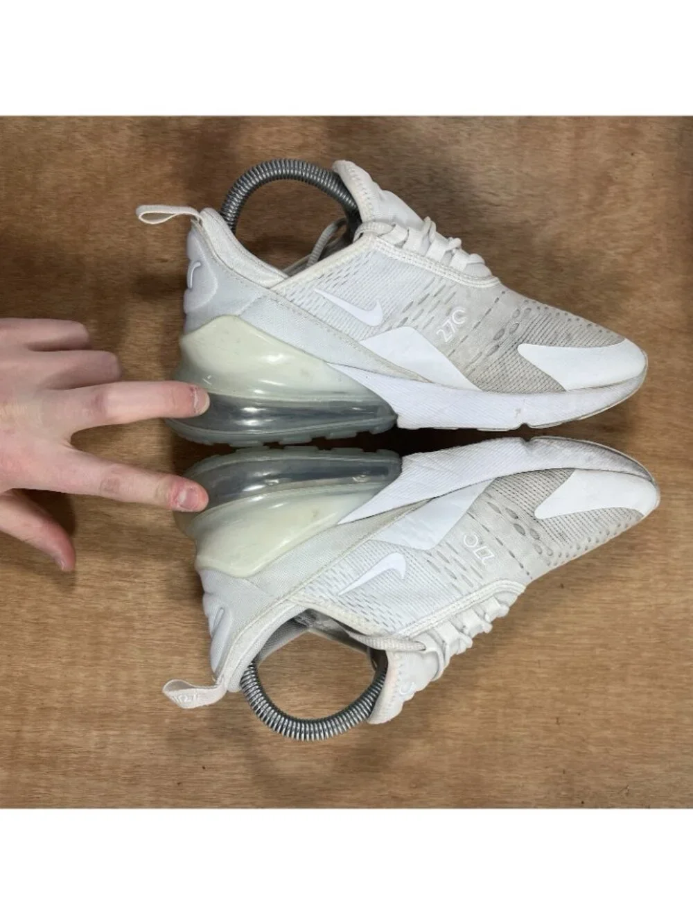 Nike Air Max 270 Women Size 6.5 Shoes White Metallic Silver 943345-103